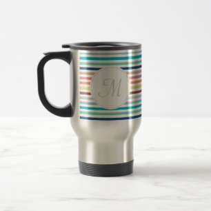 Taza De Viaje Moda Monograma Pastel Arcoiris Bandas horizontales