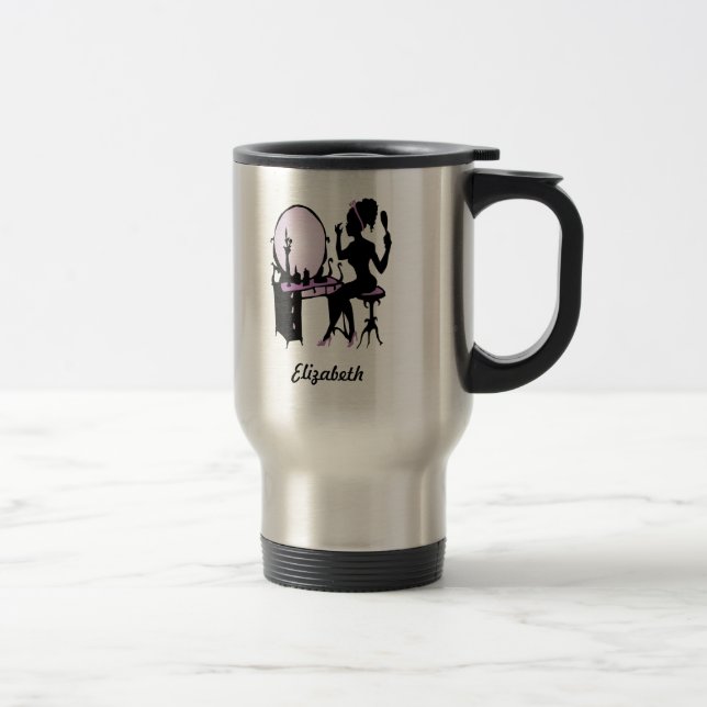 Taza De Viaje Moda Morado y Mujer Negra Moda Silhouette (Derecha)