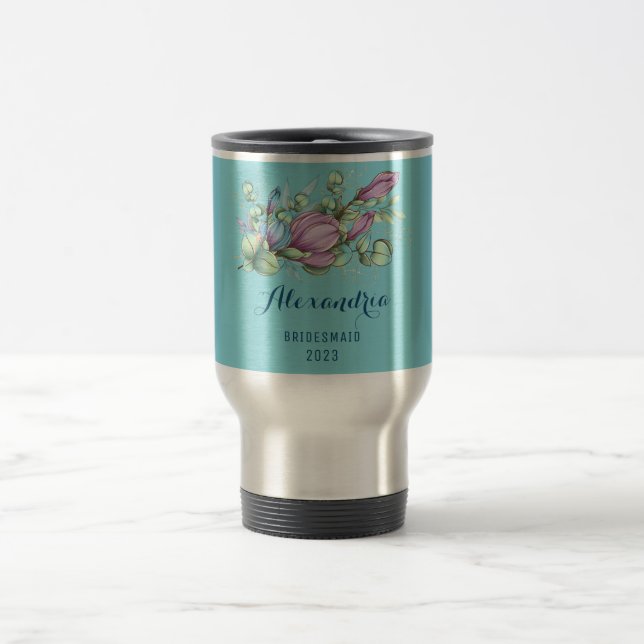Taza De Viaje Moda Pintada Floral Monogramada (Centro)
