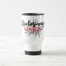 Taza De Viaje Moda Watercolor Floral Boda Bridesmaid