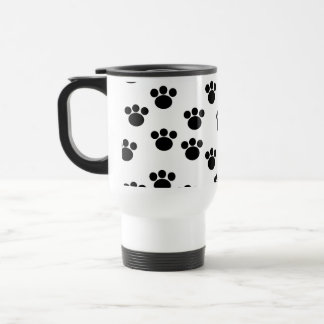 Taza De Viaje Modelo animal de la impresión de la pata. Blanco y