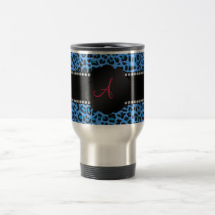 Taza De Viaje Modelo azul del leopardo del monograma