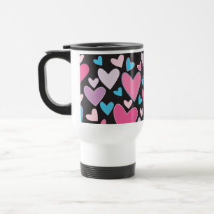 Taza De Viaje Modelo azul femenino lindo de los corazones