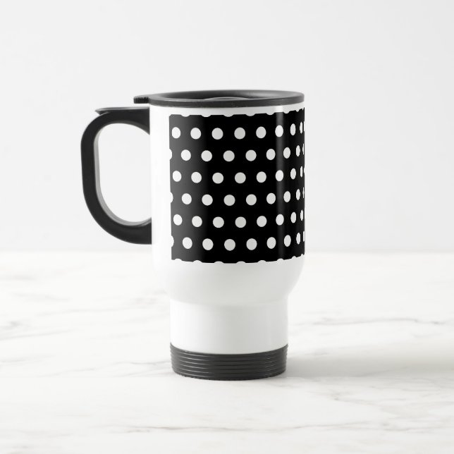 Taza De Viaje Modelo de lunar blanco y negro. Manchado (Izquierda)