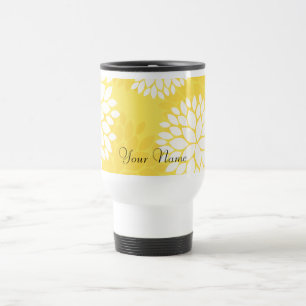 Taza De Viaje Modelo floral blanco amarillo del monograma