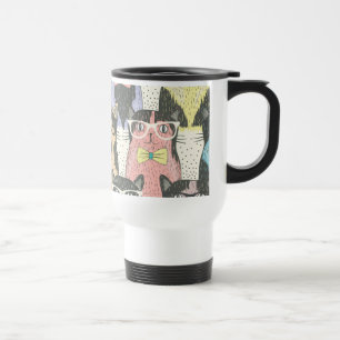 Taza De Viaje Modelo lindo de los gatos del inconformista