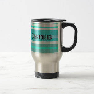 Taza De Viaje Modelo personalizado de la raya de la aguamarina