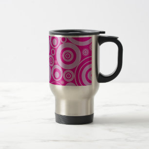 Taza De Viaje Modelo retro rosado de los círculos