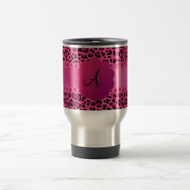Taza De Viaje Modelo rosado del leopardo del monograma (Centro)