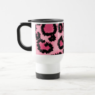 Taza De Viaje Modelo rosado y negro del estampado leopardo
