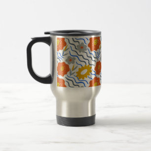Taza De Viaje Modern Abstract Flowers Boho Wavy
