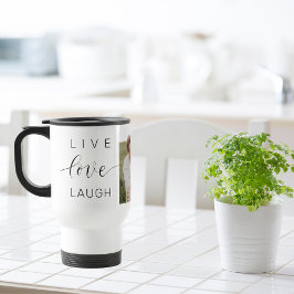 Taza De Viaje Modern Collage Couple Photo & Live Love Laugh Gift
