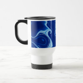 Taza De Viaje Modern Midnight Indigo Blue Ink Wash Custom