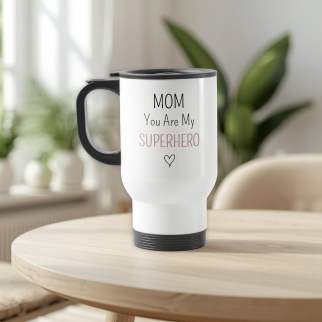 Taza De Viaje Modern Personalized Mom Superhero Photo Collage  (Subido por el creador)