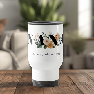 Taza De Viaje Modern Personalized Nana Floral Gift