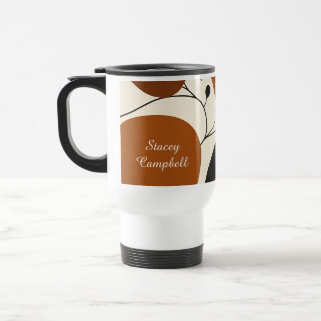 Taza De Viaje Modern Terra Cotta Abstract Silhouette Personalize (Izquierda)