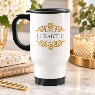 Taza De Viaje Moderna Moda Elegante Monograma de viajes