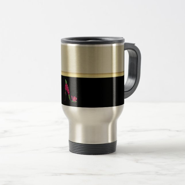 Taza De Viaje Moderna y elegante Girona, Negro, Crema, Talón de  (Anverso derecho)