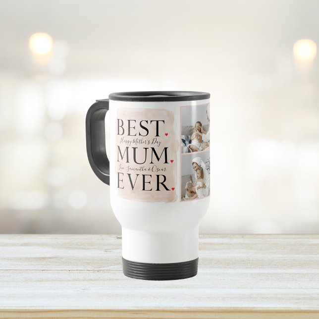 Taza De Viaje Moderno Collage Photo Pink Happy Mothers Day (Subido por el creador)