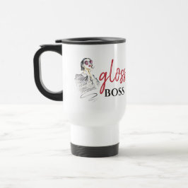 Taza De Viaje Moderno Gloss Boss Chica Black Red Funny Art