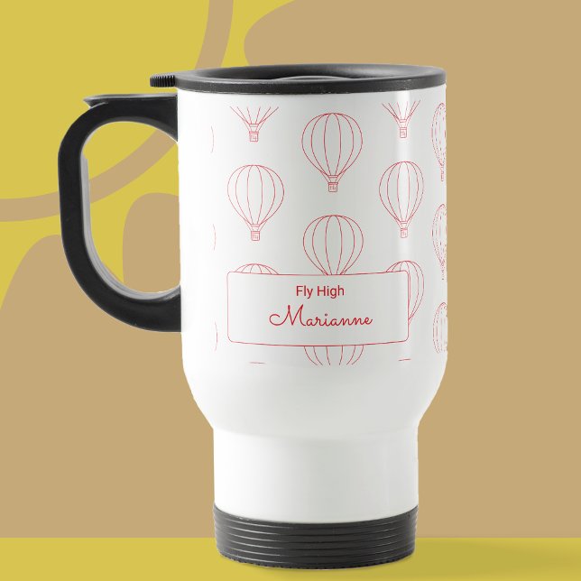 Taza De Viaje Moderno patrón de globo de aire caliente rojo (Hot Air Balloon Mug)