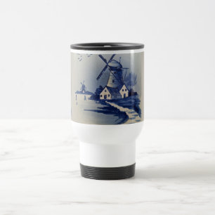Taza De Viaje Molino de viento azul vintage Delft
