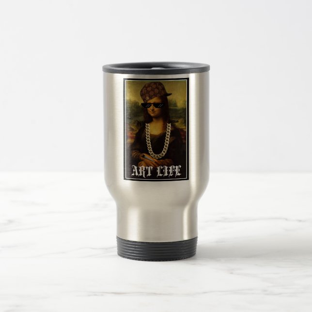 Taza De Viaje Mona Lisa Thug Life Art Life (Centro)