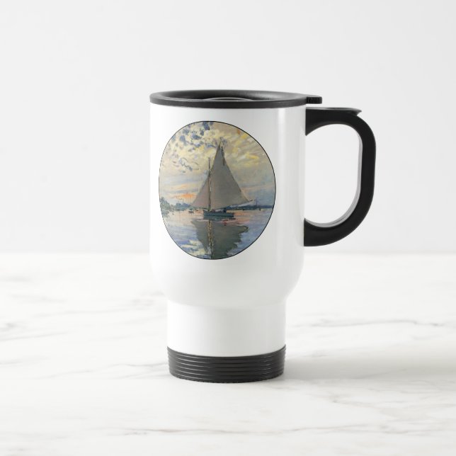 Taza De Viaje Monet Sailboat Impresionismo Francés Arte Clásico (Derecha)