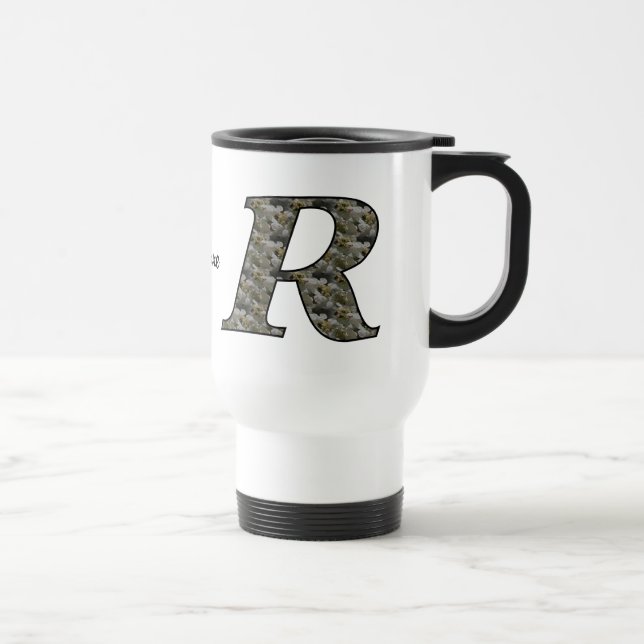 Taza De Viaje Monogram Initial R Hydrangea Flowers Personalized (Derecha)
