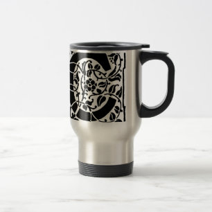 Taza De Viaje Monograma C inicial. Nombre floral Patrón personal