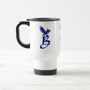 Taza De Viaje Monograma de Bluebird Inicial B Personalizado Eleg