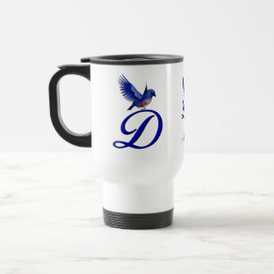 Taza De Viaje Monograma de Bluebird Inicial D Elegante Personali