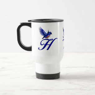 Taza De Viaje Monograma de Bluebird Inicial H Elegante Personali