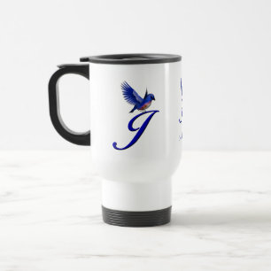 Taza De Viaje Monograma de Bluebird Inicial J Elegante Personali