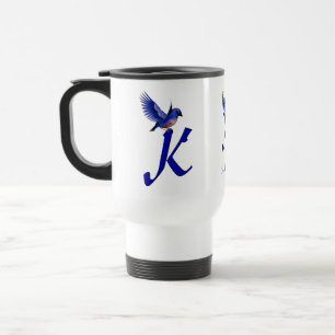Taza De Viaje Monograma de Bluebird Inicial K Elegante Personali