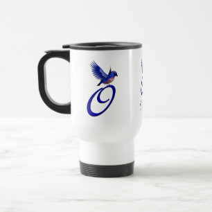 Taza De Viaje Monograma de Bluebird Inicial O Personalizado Eleg