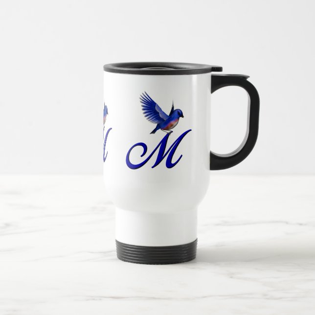 Taza De Viaje Monograma de Bluebird Primer M Elegante (Derecha)