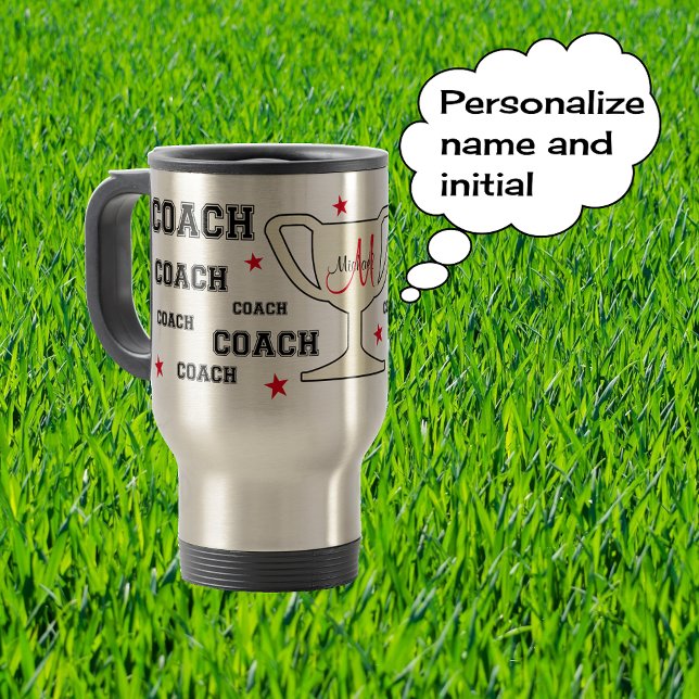 Taza De Viaje Monograma de entrenador deportivo personalizado (Subido por el creador)