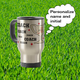 Taza De Viaje Monograma de entrenador deportivo personalizado