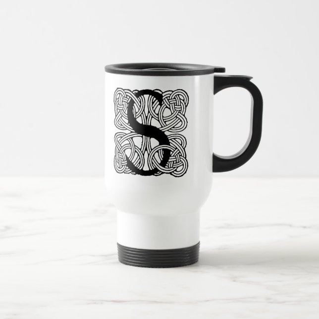 Taza De Viaje Monograma De Knot Celta De Letra S (Derecha)