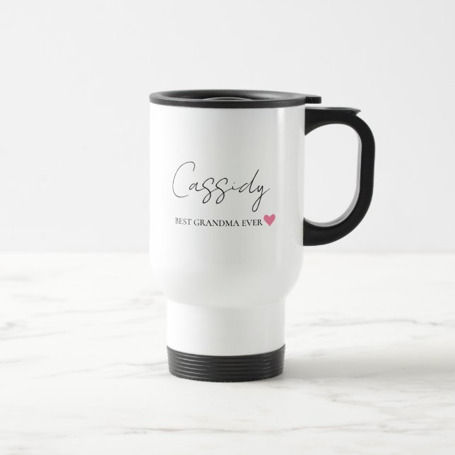 Taza De Viaje Monograma de la mejor abuela jamás | Personalizado (Derecha)