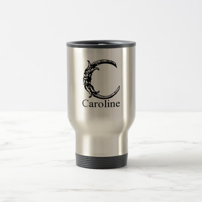 Taza De Viaje Monograma de lujo: Caroline (Centro)