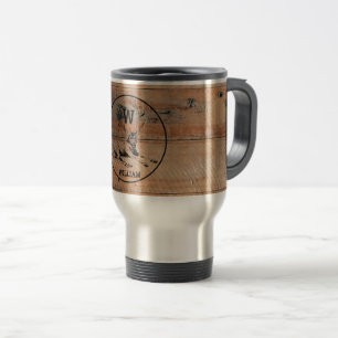 Taza De Viaje Monograma de madera rústica personalizado