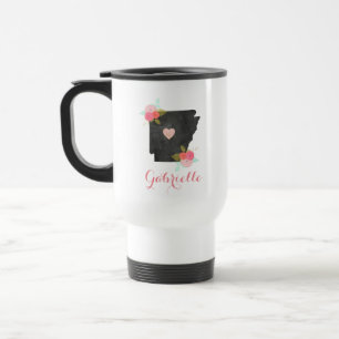 Taza De Viaje Monograma de moda Arkansas Estado Corazón móvil Ci
