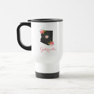 Taza De Viaje Monograma de moda del corazón móvil del estado de