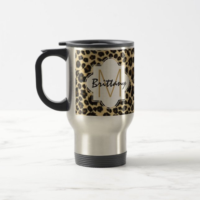 Taza De Viaje Monograma de moda del estampado leopardo del (Izquierda)