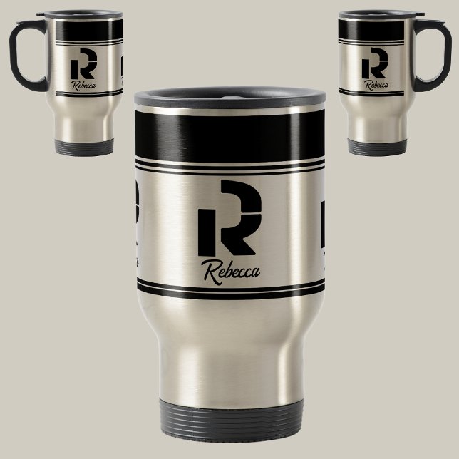 Taza De Viaje Monograma de nombre elegante Personalizado moderno (Subido por el creador)