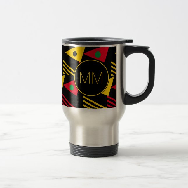 Taza De Viaje Monograma de triángulos geométricos elegantes (Derecha)