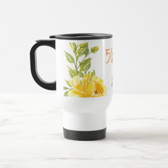Taza De Viaje Monograma del 50 aniversario Boda amarillo elegant (Izquierda)