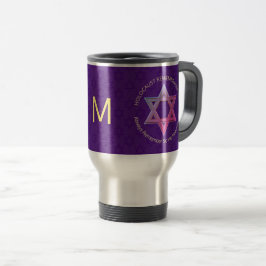 Taza De Viaje Monograma del día de RECUERDO del HOLOCAUSTO Púrpu